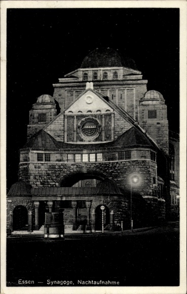 Judaika postwaardestuk ansichtkaart Essen Ruhrgebied, synagoge, Eposta 1932, 40 jaar filatelistenvereniging