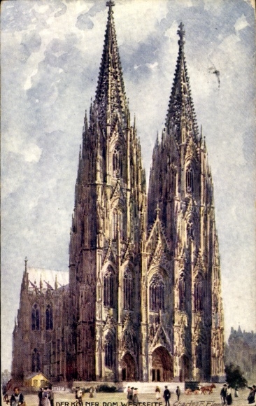 Artist Postcard Flower, Charles, Cologne on the Rhine, Cathedral West Side