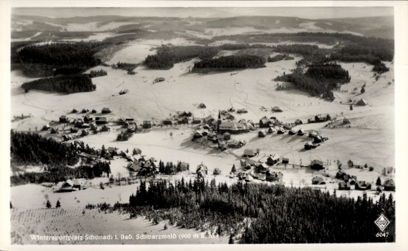 Ak Schonach in het Zwarte Woud, luchtfoto, wintersportgebied