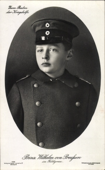 Ak Prinz Wilhelm von Preußen, Portrait in Feldgrau