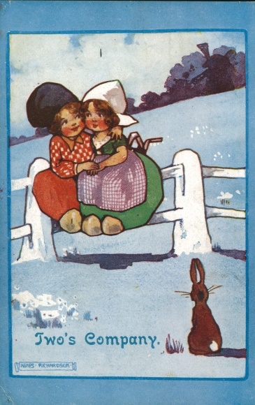 Artist PC Richardson, A., lovers, rabbit, Dutch costume