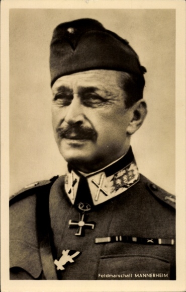Postcard Field Marshal Carl Gustaf Emil Mannerheim, Marshal of Finland, President of the Republic