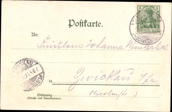 Kunstenaar litho Schwarzburg in Thüringen, panorama