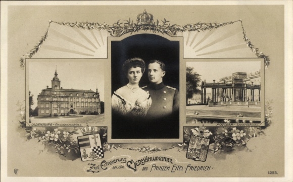 Ak Prinz Eitel Friedrich von Preußen, Sophie Charlotte von Oldenburg, Residenzschloss, Stadtschloss