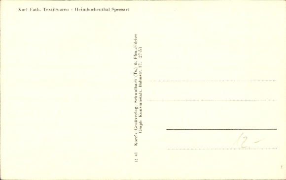 Postcard Heimbuchenthal in the Spessart, Mespelbrunn Castle, general view, church