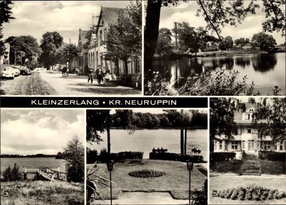 Postcard Kleinzerlang Rheinsberg in the Mark, Dorfstraße, Kleiner Pölitzsee, FDGB Café