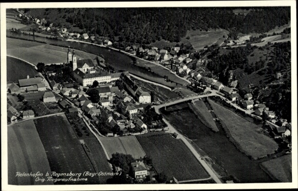 Postcard Pielenhofen in the Upper Palatinate, aerial photograph