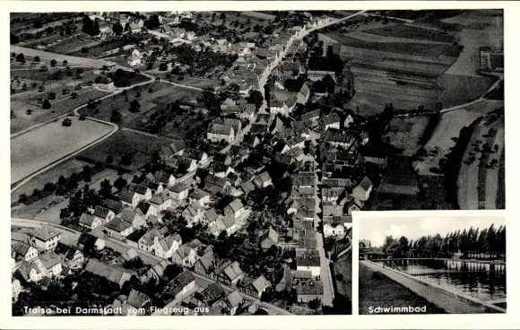 Postcard Traisa Mühltal in the Odenwald Hessen, aerial photograph