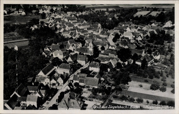 Postcard Siegelsbach in Baden, aerial photograph