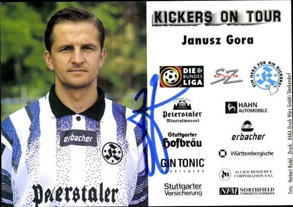 Karta autograf Janusz Góra, Stuttgarter Kickers, autograf