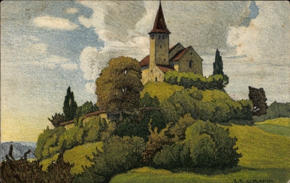 Künstler Litho Schlatter, Ernst, Büsingen am Hochrhein, alte Kirche