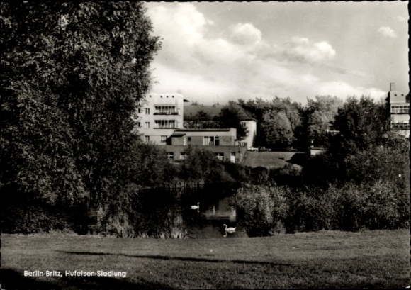 Postcard Berlin Neukölln Britz, Horseshoe Settlement
