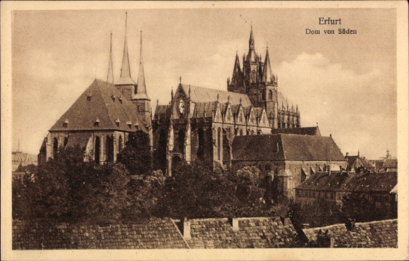 Postcard Erfurt in Thuringia, cathedral from the south, sepia, no personalities