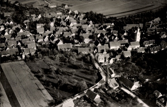 Postcard Wiernsheim in Württemberg, aerial photograph of the town