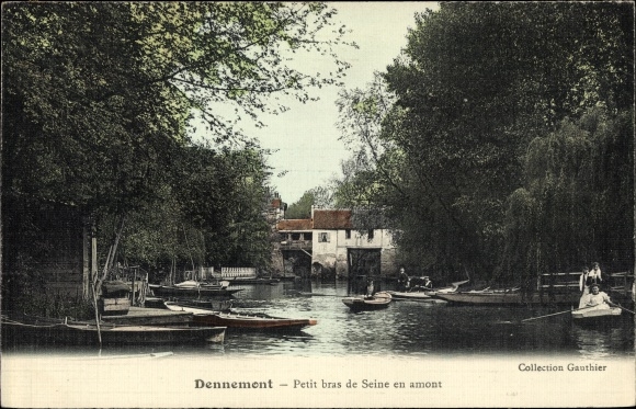 Postcard Dennemont Yvelines, Small arm of the Seine upstream