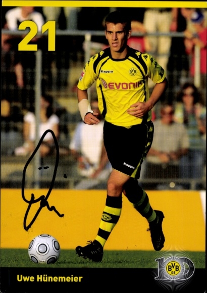 Autograph card footballer Uwe Hünemeier, BVB 09, Borrussia Dortmund, autograph