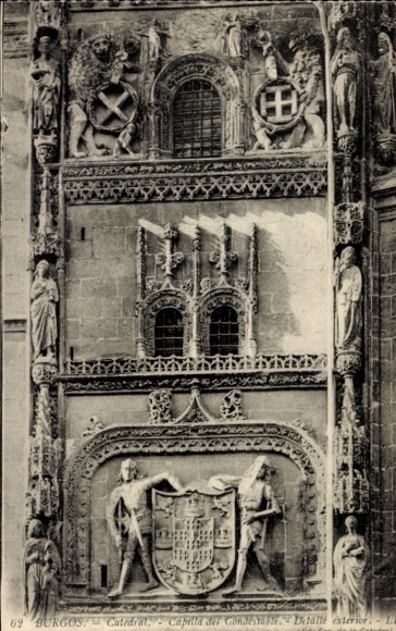 KP Burgos, Kastylia i León, katedra, kaplica, detal, postacie, herb