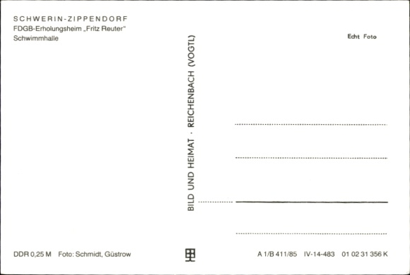 Postcard Zippendorf Schwerin in Mecklenburg, FDGB recreation home Fritz Reuter, swimming pool