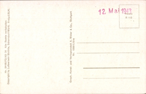 Postcard Boos in Swabia, aerial photograph