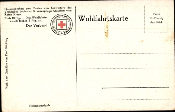 Artist Postcard Röchling, C., Home leave, soldier returns home to his family, Red Cross