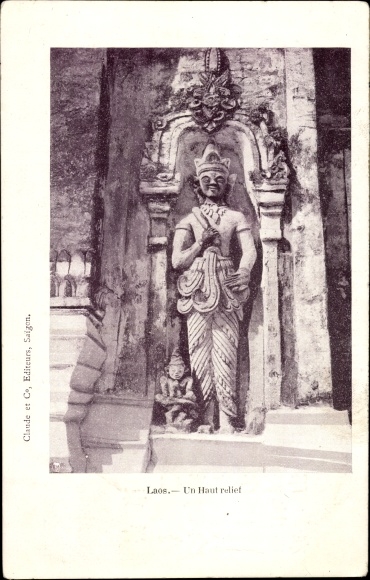 Ak Laos, ein Hochrelief, Buddha