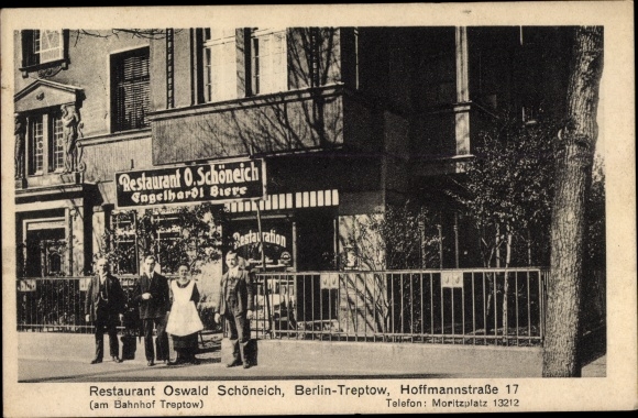 Ak Berlin Treptow, Restaurant Oswald Schöneich, Hoffmannstraße 17