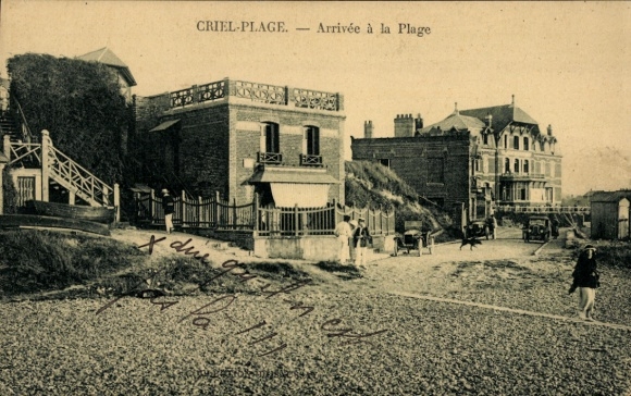Ak Criel-sur-Mer Seine Maritime, strand, hotel