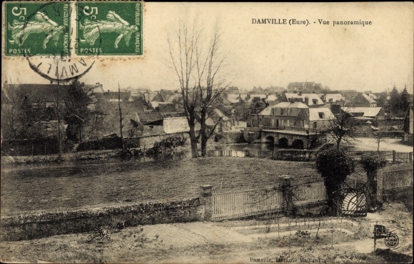 Postcard Damville Eure, Panoramic view