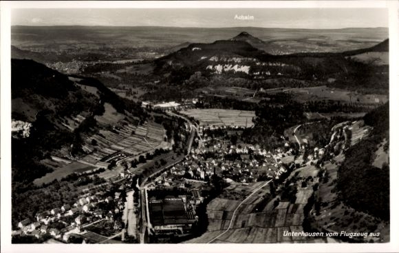 Postcard Unterhausen Lichtenstein in Württemberg, aerial photograph