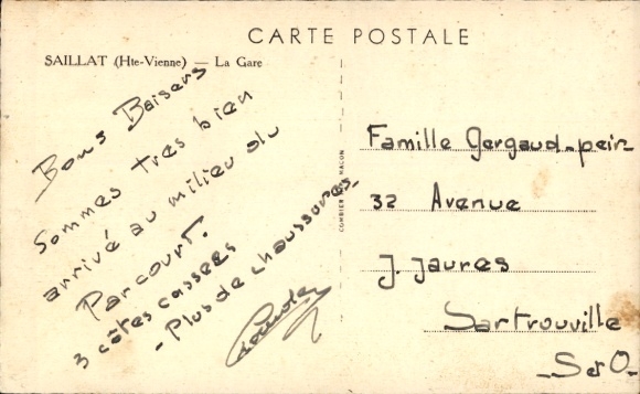 Postcard Saillat Haute Vienne, La Gare