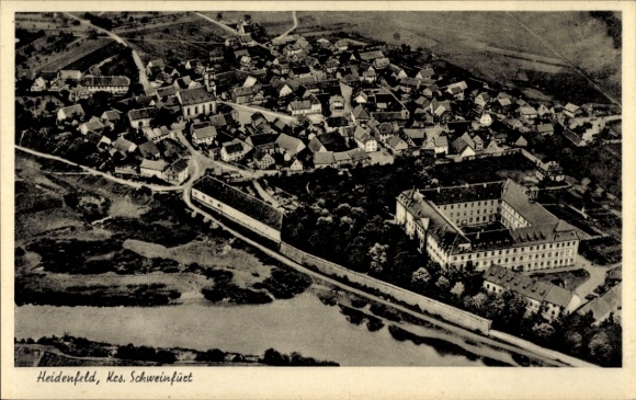 Postcard Heidenfeld Röthlein in Lower Franconia Bavaria, aerial photograph