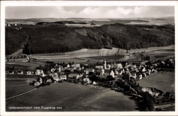 Postcard Unteressendorf Hochdorf an der Riß Upper Swabia, aerial photograph