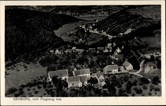 Postcard Isenburg Sayntal Westerwald, aerial photograph