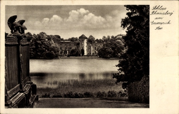 Postcard Rheinsberg in der Mark, castle, view over the lake