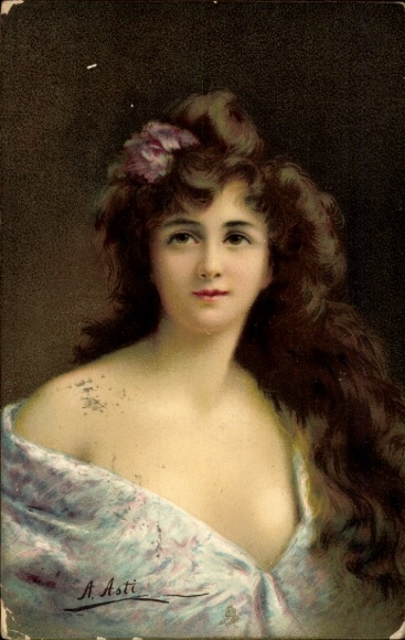Artist Postcard Asti, Angelo, portrait of a Woman, Decollete, Series 1292