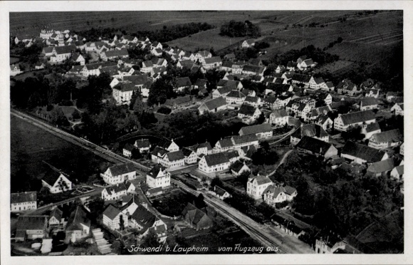Aerial photograph of Schwendi in Upper Swabia, residential buildings, rural surroundings, 1942