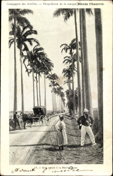 Postcard Martinique, A Road, Kutsche