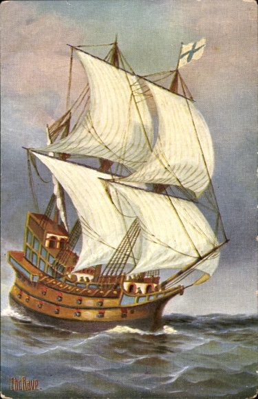 Artist Postcard Rave, Chr., Marine Gallery No. 179, French warship