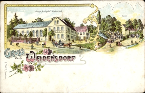 Postcard Weidensdorf Remse an der Mulde, inn, garden