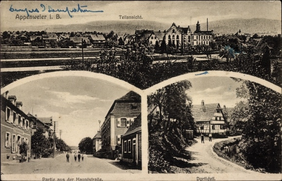 Postcard Appenweier in Baden Black Forest, main street, idyllic village