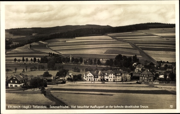 Postcard Erlbach im Vogtland, general view with a view of the town