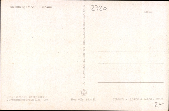 Postcard Sternberg in Mecklenburg, town hall