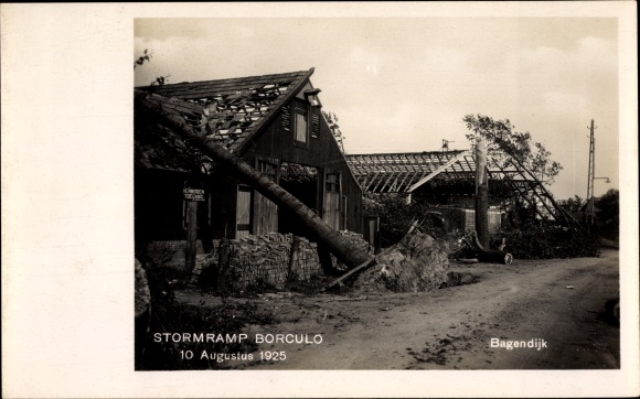 Postcard Borculo Gelderland, storm disaster 10 August 1925, Bagendijk