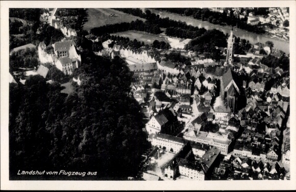 Postcard Landshut in Lower Bavaria, aerial photograph
