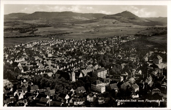 Postcard Kirchheim unter Teck Württemberg, aerial photograph