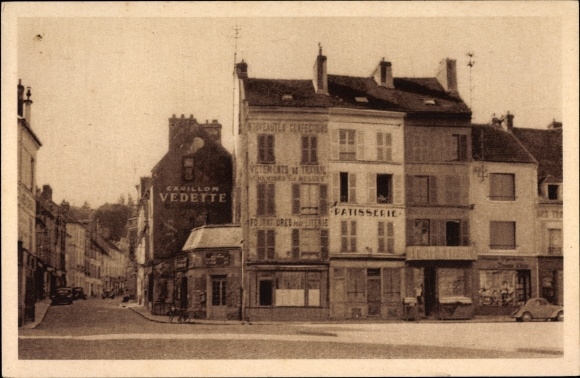 Ak La Ferte Sous Jouarre Seine et Marne, La Place et la Rue de la Gare, Bahnhofstrasse, winkels