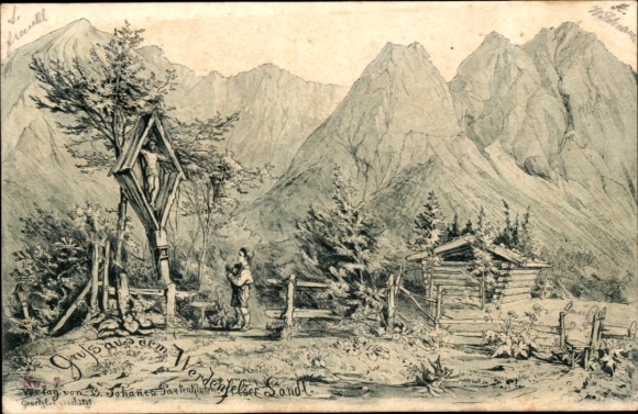 Artist Postcard Garmisch Partenkirchen in Upper Bavaria, Werdenfelser Land