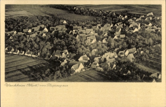 Postcard Wankheim Kusterdingen in Württemberg, aerial view of residential buildings, trees, rural surroundings