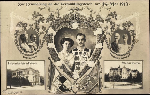 PC Duke Ernst August, Victoria Luise, imperial couple, ducal couple, marriage on May 24, 1913, Gmunden