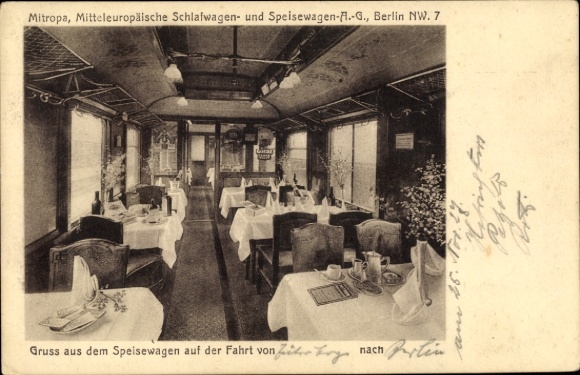 Ak Mitropa, Speisewagen, Innenansicht, Deutsche Eisenbahn